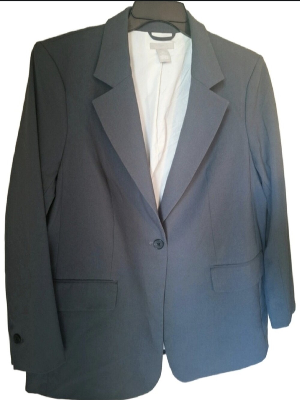 H&M Women’s Gray Green Blazer Jacket - Classic Tailored Coat L